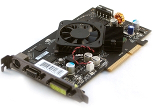 GeForce 7600GS, AGP, XFX 512MB DDRII, 128bit, DVI, TVout; Dual Head support